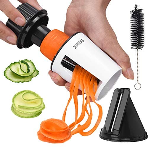 XREXS Affettatrice per Verdure Manuale 2 In 1, Portatile Tagliaverdure a Spirale, Cucina Accessori Particolari per Verdure, Cetrioli, Carote, Zucchine, Tagliatelle per Verdure