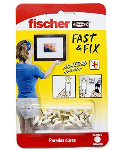 fischer - Appendino base speciale quadri, appendere quadri parete, appendere foto, fissare quadri senza fori, bianco, blister da 12 pezzi, non applicato