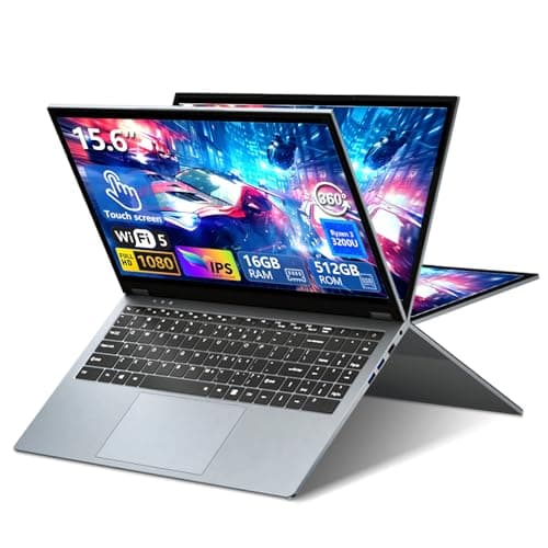 15,6 Pollici Notebook 2 in 1, Win11 PC Portatile 16GB RAM 512GB SSD, Laptop Ryzen 3 3200U CPU, 1080P Touchscreen Rotazione 360°, Notebook con Radeon Graphics GPU, RJ45+Type-C+Mini-HDMI