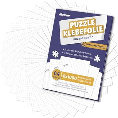 Nariolar Fogli di Colla per Puzzle, 64 Fogli Salva Puzzle che Conservano Puzzle da 8×1000 Pezzi, Salva Puzzle per una Conservazione Facile in Pochi Minuti