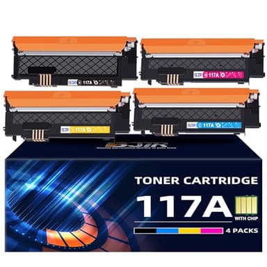 117A Toner Pack/Compatibile con HP 117A Toner Con Chip/per Toner Color Laser 150nw MFP 178nw 179fnw 178nwg 179fwg Cartucce / W2070A W2071A W2072A W2073A / 117A Nero Ciano Giallo Magenta