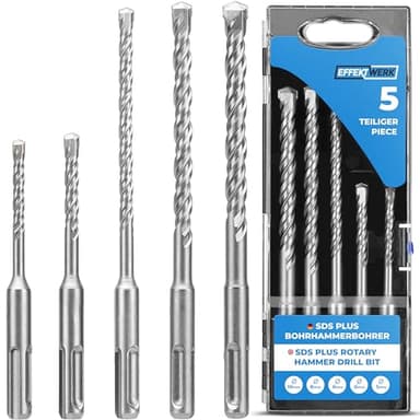 EffektWerk Set di 5 punte da trapano a percussione (5/6/6/8/10 mm), punte da trapano in carburo di tungsteno per cemento armato, mattoni e muratura in pietra