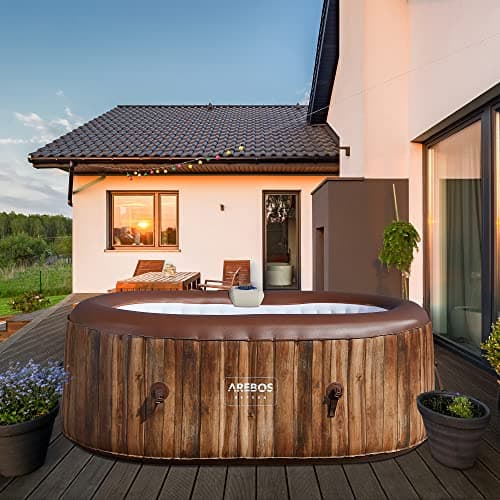 Arebos Vasca idromassaggio | Gonfiabile | Indoor & Outdoor | 190x120 cm ovale | 2 persone | 90 getti di massaggio | con riscaldamento | 550 litri | Incl. copertura | Bubble Spa & Wellness Massage