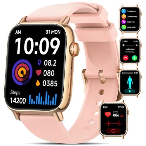 NAIXUES Smartwatch Donna con 𝐆𝐥𝐢𝐜𝐞𝐦𝐢𝐚/𝐇𝐑𝐕/𝐄𝐂𝐆/Pressione sanguigna/Sonno/SpO2/24H Cardiofrequenzimetro, 1.83" Orologio con Bluetooth Chiamata, Impermeabile IP68 iOS Android Oro