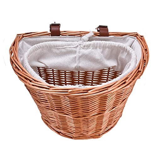 Cestino per Manubrio Bici in Vimini | Wicker Bicicletta Cesto | Supporti per cestini per Biciclette Intrecciati a Mano | Cestino Bicicletta Anteriore con Coulisse per Adulti