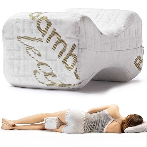 Cuscino per Gambe e Ginocchia per Dormire sul Fianco Riposa Di Lato Gambe e Schiena in Memory Foam e Bambù Supporto Ortopedico e Anatomico Lombare per Problemi Posturali Sfoderabile e Lavabile