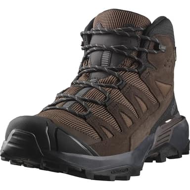 Salomon X Ultra 360 Leather Mid Gore-Tex Scarpe Impermeabili da trekking da Uomo, Stabilità, Grip, Protezione totale dalle intemperie, Dark Earth/Delicioso/Castlerock, 45 1/3 EU
