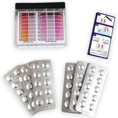 Wiesel Tester PH e Cloro per Piscina | con 60 compresse per test rapido ciascuna 30 x Chlor DPD1 e 30 x pH Phenol Red | Pooltest | Analisi Durezza Acqua | Tester dell'Acqua | Accessori per Piscine