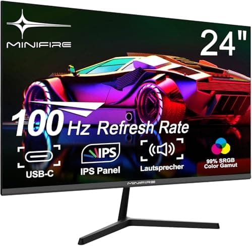 Minifire Monitor 24 pollici 100Hz, USB-C, IPS, FHD, Adaptive Sync, Computer Schermo Lavoro Monitor per PC con altoparlanti integrati (MF24X3 cavo HDMI inclusi)