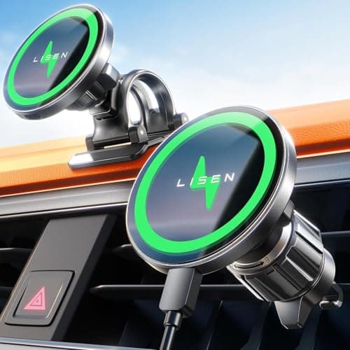 LISEN 15W Supporto Auto Magsafe Accessori Auto [20xN55 Magnete] porta iPhone Mag safe Ricarica Veloce Telefono magnetico Auto caricatore wireless auto Compatibile con iPhone 16 15 14 13 12 Serie