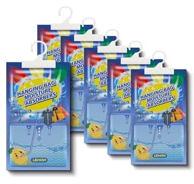 Assorbi Umidità Armadio 5 Pack 100g, Deumidificatori Armadio con profumo, Sacchetti deumidificanti per armadi, Assorbi Umidità Elimina Umidità e Cattivi Odori per Armadi,Camere Da Letto,Bagno Cucina