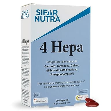 Sifar Nutra 4 Hepa | integratore depurativo fegato | per la normale funzionalità epatica | con carciofo, tarassaco, colina, silibina da cardo mariano | 30 capsule