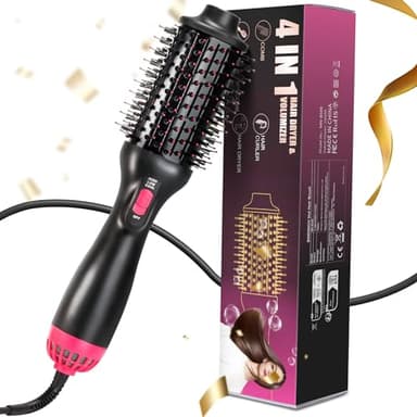 BNEHHOV Spazzola Asciugacapelli per Capelli One-Step Spazzola ad Aria Calda 4 in 1 Spazzola Riscaldata per Asciugare, Lisciare, Volume Capelli 3 Temperature e 2 Livelli di Flusso