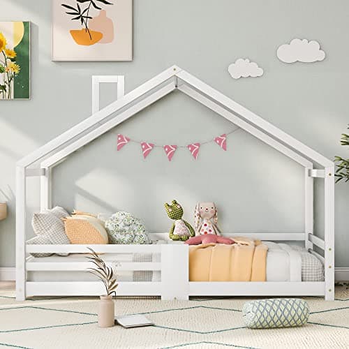 Moimhear Letto per bambini, 90 x 200 cm, in legno di pino per bambini