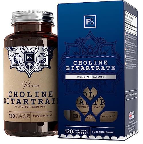 FS Colina | 120 Choline Capsule - Ad Elevata Potenza da 700mg Colina Bitartrato per Capsule | Coline Integratore | Non-OGM, Senza Glutine e Allergeni | Prodotto nel Regno Unito