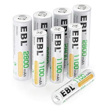 EBL 8pcs 1.2V AA AAA Ni-MH Batterie Ricaricabili Combinate, Confezione 4 X 2800mAh AA Pile Ricaricabili & 4 X 1100mAh AAA Pile Ricaricabili