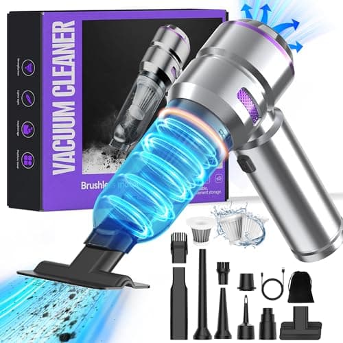 Bemkia Aspirabriciole Senza Fili, 16000Pa Mini Aspirapolvere Auto, Portatile Aspirapolver con 2 Filtri, Handheld Vacuum Cleaner per Veicolo, Casa, Ufficio, Cucina e Spazi Ristretti