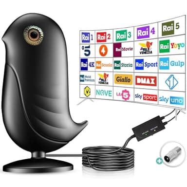 Antenna TV Interna Portatile per Smart TV 4K HD/1080P/VHF/UHF, Ricezione Segnali entro 380+ Miglia Long Range Reception con Cavo Coassiale da 5M - 2024 Upgrade Tecnologia Digitale Terrestre