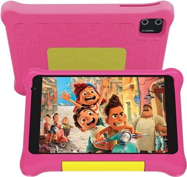 HotLight Tablet Bambini 7 Pollici Kids Tablet con Controllo Parentale, Android 13 Tablet, Quad-core Processore Doppia Fotocamera, Wifi Bluetooth, Tablet per Bambini con Custodia(Rosa)