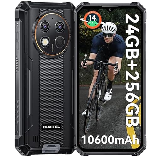 OUKITEL G1 Rugged Smartphone Android 14-2024 24GB+256GB/1TB Telefono Indistruttibile, 6.52" HD+ Display 10600mAh Octa-Core 48MP Camera IP68/IP69K Cellulare Robusto, OTG/GPS/4G Dual SIM/NFC/Face ID