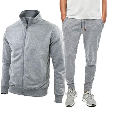 N+1 Tuta Uomo Completa Estiva Casual Giacca con Cerniera Pantaloni M L XL XXL 3XL 4XL (XXXL - Grigio)