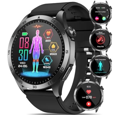YYKY Orologio connesso con ECG+HRV/Acido Urico/Lipidi/BMI, 1.43" AMOLED Smartwatch con chiamata Bluetooth, affaticamento, umore, SOS, SPO2, monitoraggio del sonno per Android/iOS