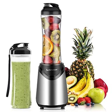 La Rêveuse Frullatore Personale Mini-size Blender con 2 Bottiglie Portatili 550ml,senza BPA,2 Coperchi da Viaggio,Mixer per Smoothie (Silver)