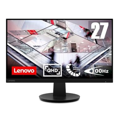 Lenovo N27q Schermo 27" QHD (IPS, 100Hz, 4ms, Cavo DP, HDMI, AMD FreeSync) Regolazione Girevole - Nero