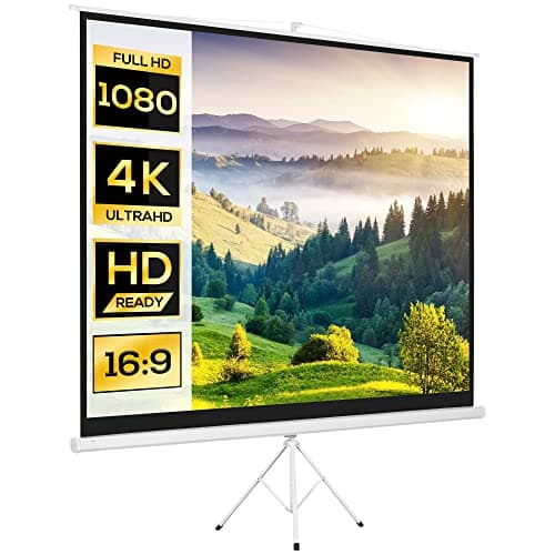 HOMCOM Telo Proiettore da 120" Formato 4:3 in Tessuto a Rete, Plastica e Metallo con Treppiedi, 244x190 cm, Bianco