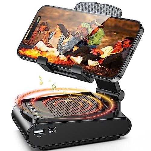 Rolgno Cassa Bluetooth Potente, Speaker Bluetooth 5.1 Portatile, Supporto Telefono con Altoparlante Bluetooth Wireless, Antiscivolo e Audio Surround HD, Regolabile per iPhone/Samsung/iPad