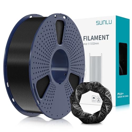 SUNLU Filamento PLA+ 1.75 mm per Stampante 3D e Penne 3D, Filamento PLA Plus 1KG,Neatly Wound, Precisione di Tolleranza del Filamento +/- 0.02 mm (Nero)