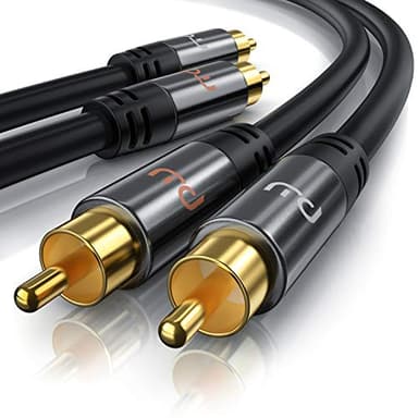 Primewire - 3m Cavo RCA Stereo - 2X RCA Maschio a 2X RCA Maschio - Serie Premium HQ - Compatibile con Ogni Tipo di Collegamento RCA