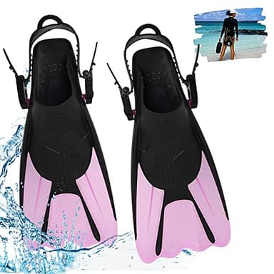 Udbrud Pinne da Snorkeling, Pinne Regolabili Pinne da Immersione TPR Antiscivolo Pinne Corte Nuoto per Snorkeling, Immersioni, Nuoto, Adulti, Uomini, Donne (Rosa)