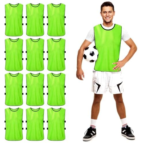 Pettorine Calcio, 12 Pezzi Casacche Calcio, Allenamento Pettorina Da Calcio, Riutilizzabile Pettorine Da Allanamento, Bavaglini Da Calcio, Gilet Da Allenamento Calcio, Formazione Gilet (Verde）