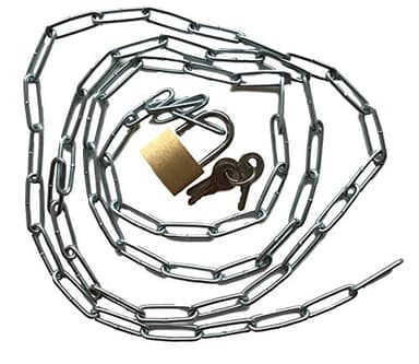 Catena in acciaio con lucchetto, robusta catena con serratura + 3 chiavi, lunghezza a scelta 50, 75, 100, 150, 200 cm, chiusura e bloccaggio, casa e officina
