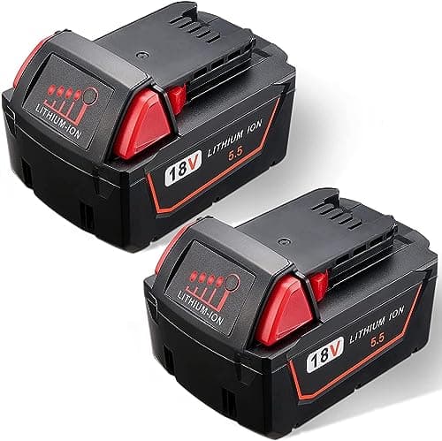 JYJZPB 2 Pezzi 5.5Ah 18V Batteria di Ricambio per Milwaukee M18 48-11-1850 48-11-1880 48-11-1852 48-11-1812 48-11-1828 48-11-1820 48-11-1822 48-11-1860 48-11-1840 48-11-1815,con indicatore LED