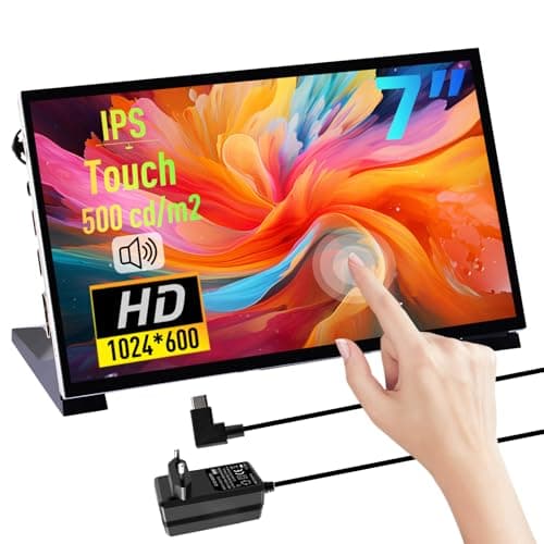 GeeekPi 7 pollici Capacitive Touchscreen Monitor per Raspberry Pi, 1024 x 600 IPS LCD Display con doppi altoparlanti, HDMI Portable Monitor, Compatibile con Raspberry Pi 5/4/3, Driver Free