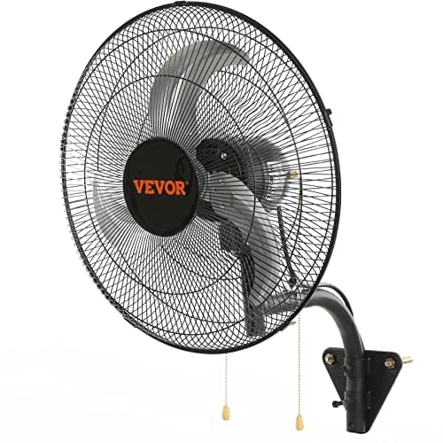 VEVOR Ventilatore da Parete, 51 cm 3 Velocità ad Alta Velocità, Ventilatore da Parete Industriale Oscillante 73 W Commerciale o Residenziale per Magazzino, Serra, Officina, Patio, Cantina, Nero