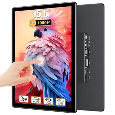 MOMODS Monitor portatile Touch Screen 15.6 pollici, 1080P FHD HDR Display portatile, HDMI/VGA/DVI, compatibile VESA, 10 punti, supporto integrato, per PC, laptop, Xbox