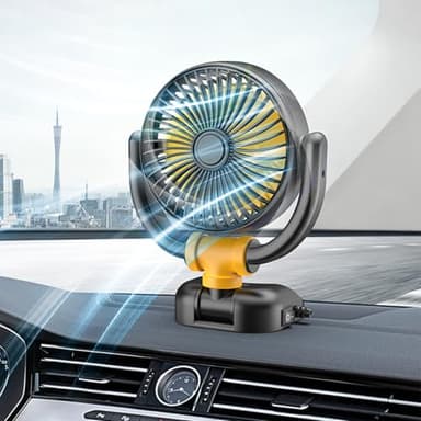 Berelin Ventilatore per auto da 12 V, ventola per auto con ventosa girevole a 360 gradi, ventilatore per auto con accendisigari, potente e silenzioso per camion, Van SUV RV