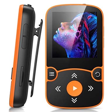 AGPTEK Lettore MP3 Running 32 GB, Lettore MP3 con Clip Bluetooth 5,3, MP3 Player Sport Mini Portatile, Contapassi Integrata, Radio FM, Registrazione, Lettura E-Book, Slot TF Fino a 128 GB (Arancione)