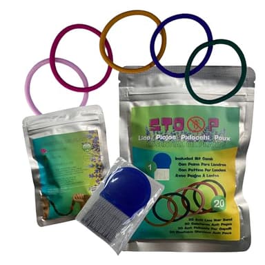 Elastico anti-pidocchi con lendrera 20 elastici repellenti per pidocchi e lendrera professionale. In Borsa Zip - 100% Naturali con Oli Essenziali - Prevenzione Efficace Anti Pidocchi