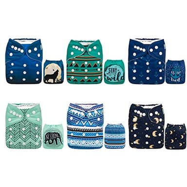 ALVABABY - Pannolini lavabili e riutilizzabili in tessuto, 6 pz, 12 inserti 6DM44-IT