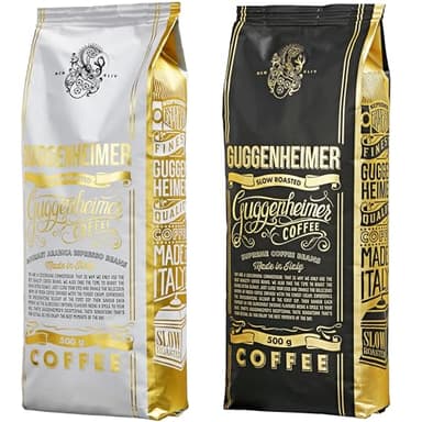 Guggenheimer Caffe in Grani 1kg - Set Degustazione - Supreme Coffee 500g+Caffe in Grani Arabica Gourmet 500g - Chicchi di Caffè Macchine Automatiche