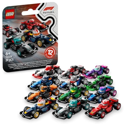 LEGO Monoposto di F1 da Collezione - Scatola con 1 di 12 Modelli di Auto da Corsa Casuali - Caschi dei Piloti e Ruote Mobili - Squadre di Formula 1 tra cui Ferrari, Mercedes, McLaren, Red Bull - 71049