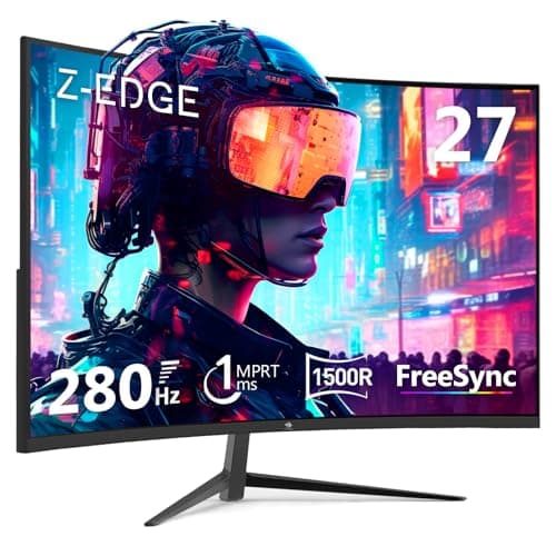 Z-Edge Monitor Gaming Curvo 27'' 280 Hz (DP), 1ms MPRT, FHD(1920x1080), FreeSync, Schermo PC LED 16:9 con HDMI Cavo, Inclinazione Regolabile, 1500R, 2 *HDMI2.0 & 2* DP1.2, 178° Angolo Visione