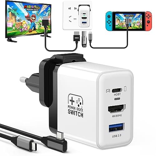 RREAKA Switch Dock for Nintendo Switch OLED, 3 in 1 Switch TV Adapter with 4K 60Hz HDMI, USB 2.0 Port, Type C 30W Charger, Portable Switch Docking Station Travel, for Samsung Dex S24, MacBook