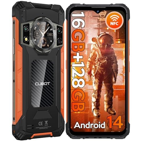CUBOT Kingkong ACE 2 Rugged Smartphone Android 14, 16GB+128GB/1TB Telefono Indistruttibile, 6.56" HD+ 90Hz Cellulare Antiurto, 48MP, 5100mAh, 1.32" Schermo Posteriore/4G Dual SIM/IP68/NFC/OTG/FACE ID
