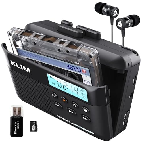 Walkman Cassette Player + Convertitore Cassette MP3 + Lettore Cassette Audio Portatile + Microfono e Altoparlante Incorporati + Batteria Ricaricabile + Auricolari + Scheda SD da 16 GB