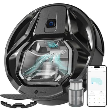 LEFANT M320 Robot Aspirapolvere,Forte Aspirazione da 6000Pa,Autonomia 210 Minuti, Super Sottile, Silenzioso, Auto-Ricaricabile, Ideale per Pavimenti Duri, Peli di Animali, Nero